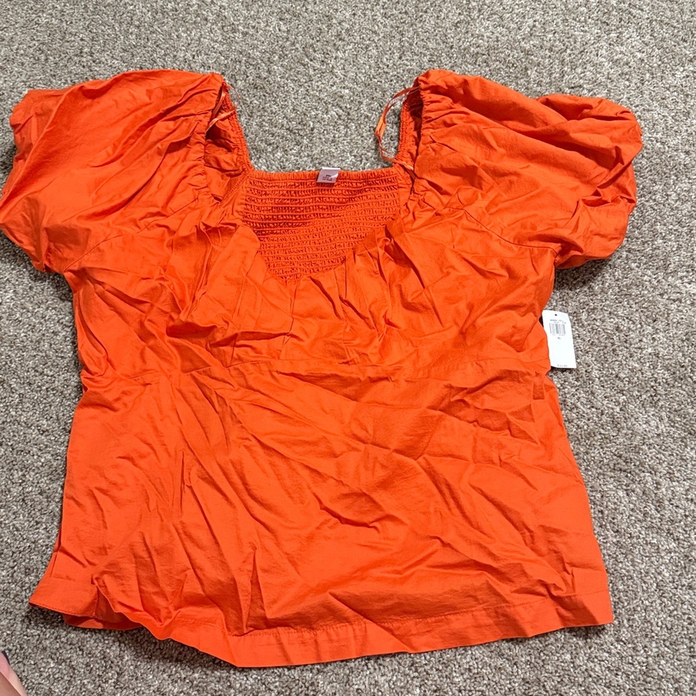 Old Navy Orange Puff Sleeve Top
